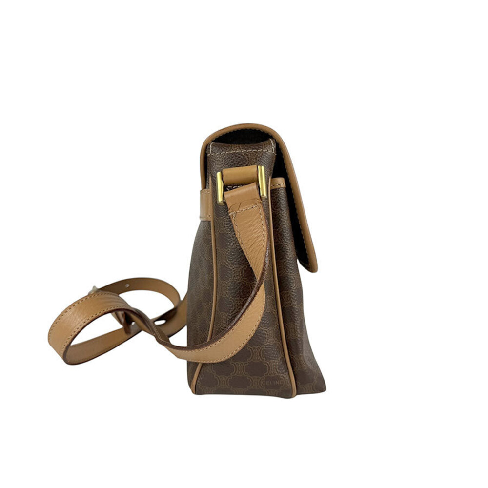 Celine Macadam Leather Shoulder Bag Brown Gold - Picture 2 of 4